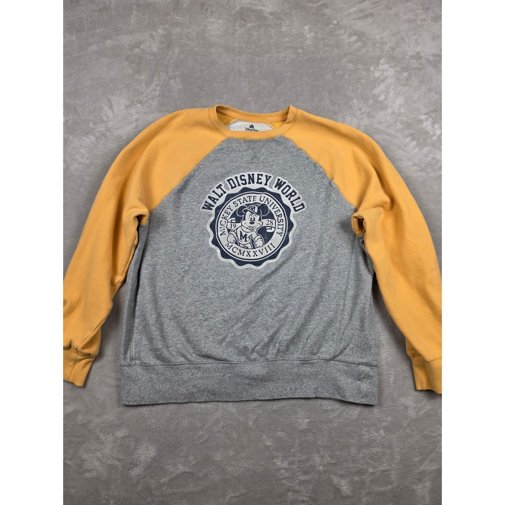 Disney Parks Sweatshirt Adult XL Gray Oversized Mickey State University Raglan